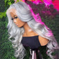 Silver Grey HD Transparent Lace Frontal Wig 12A Brazilian Body Wave Wig