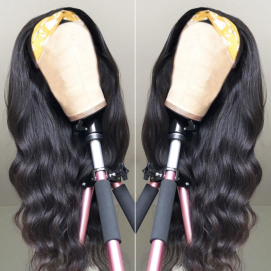 Headband Wig Human Hair Wig 180% Density Remy Brazilian -Glueless