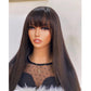 Chocolate Brown Wig with Bangs Silky Straight -Remy Peruvian Human Hair
