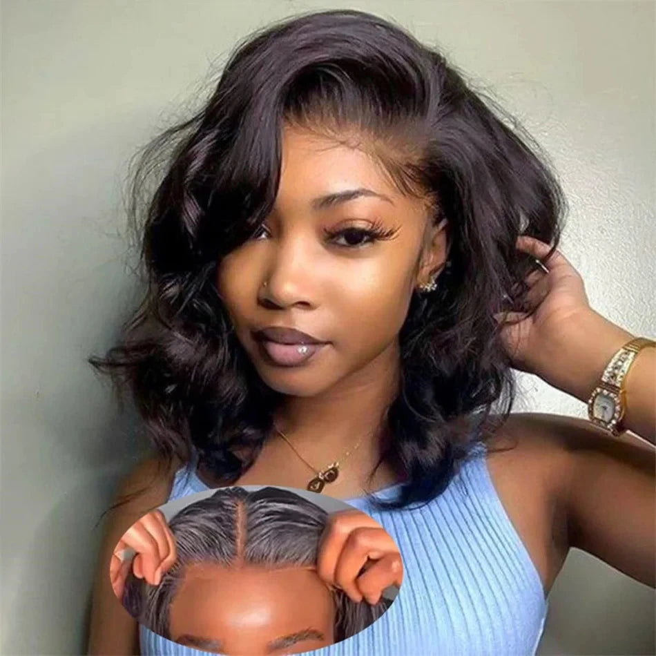 Wear And Go Bob Wig Ocean Body Wave Human Hair Wigs Glueless Preplucked Human Wigs