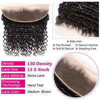 Thumbnail for Deep Wave Bundles with Lace Frontal Closure Brazilian 100% Unprocessed Virgin Human Hair 3 Bundle with 13X4 Lace Frontal Closure