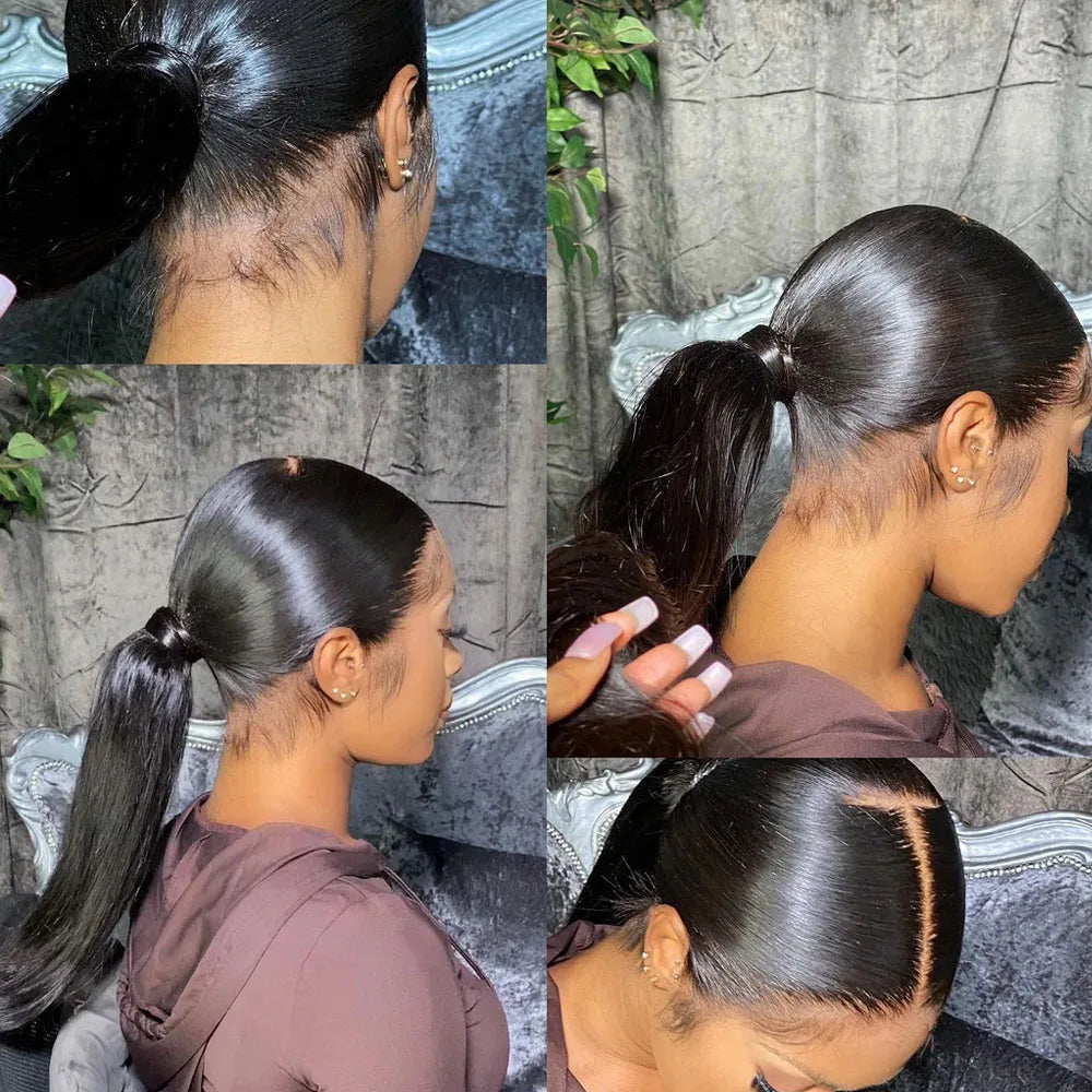 250 Density Real HD 360 Full Lace Invisible Strap Snug Fit Wig Glueless Straight Frontal Wig 30 Inch Human Hair