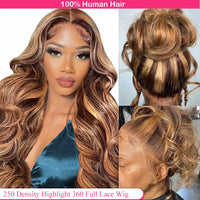 Thumbnail for Highlight 360 Full Lace Wig Human Hair Pre plucked P4/27 38 Inches Body Wave