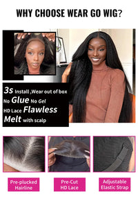 Thumbnail for 13x6 Wear Go Glueless Wig Silky Straight HD Lace Glueless Wig Human Hair Pre-Bleached Knots Wig 7x5 HD Glueless Wigs