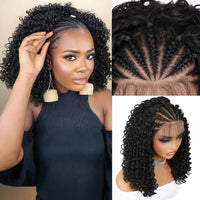 Thumbnail for Fancy Hair Cornrow with Curly Hair Deep Wave Wig HD Lace Front Braided Wig with Baby Hair