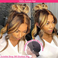 Thumbnail for Invisible Strap 360 Full Hd Lace Glueless Wig Highlight Body Wave 360 Lace Frontal Wig