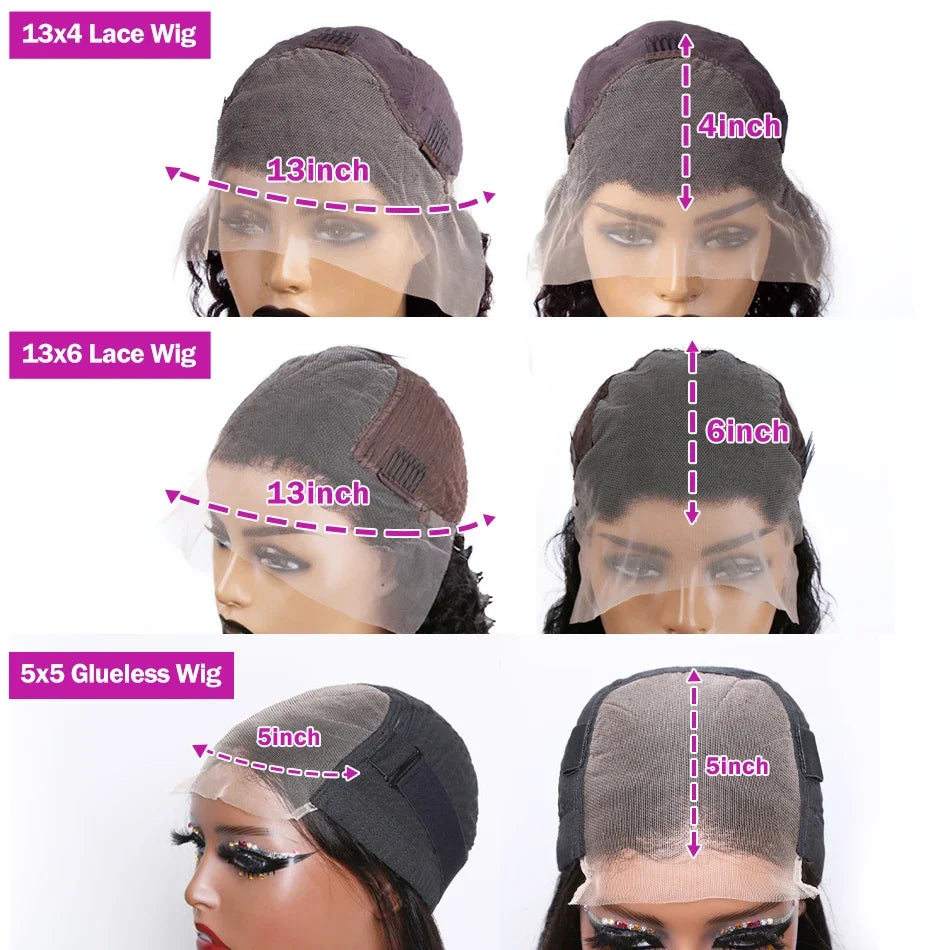 5x5 Glueless Wig Human Hair Water Wavy Transparent Lace Closure Wig