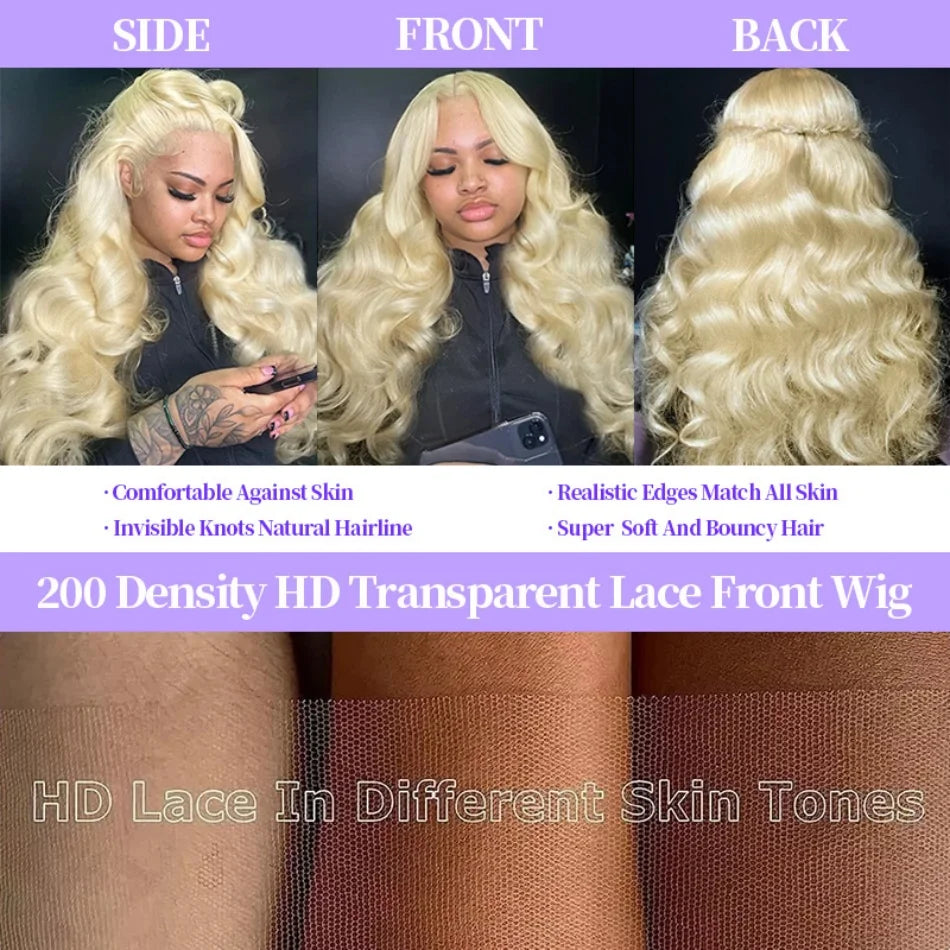 Blonde Wig 613 Lace Front Wig 100% Body Wave Human Hair Quality