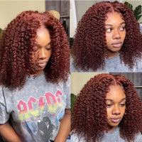 Thumbnail for 13x4 Short Bob Wigs 100% Human Hair Chocolate Brown Deep Wave Human Hair Wig #4 Brown Curly Frontal Wigs