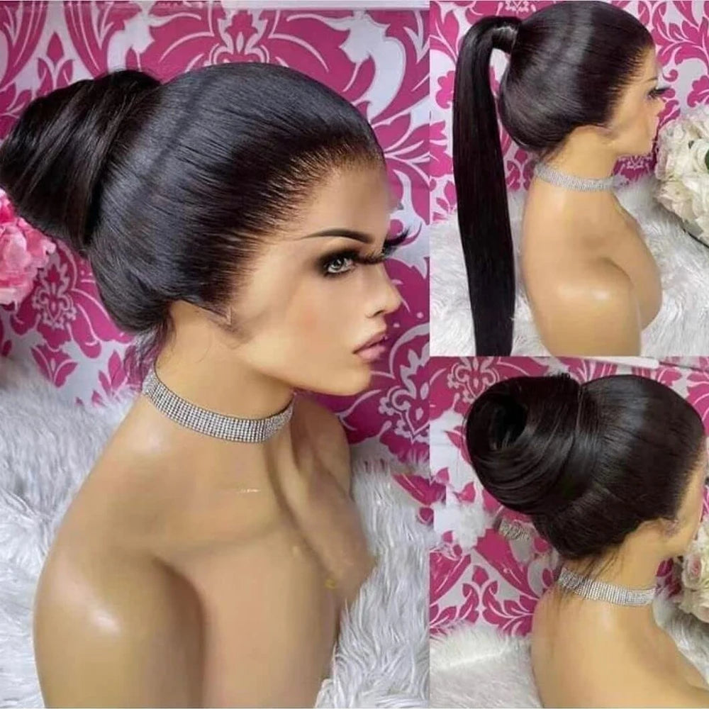 250 Density Real HD 360 Full Lace Invisible Strap Snug Fit Wig Glueless Straight Frontal Wig 30 Inch Human Hair