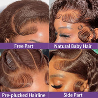 Thumbnail for 4# Chocolate Brown Short Bob Deep Wave  Brazilian Colored Brown Bob Wig