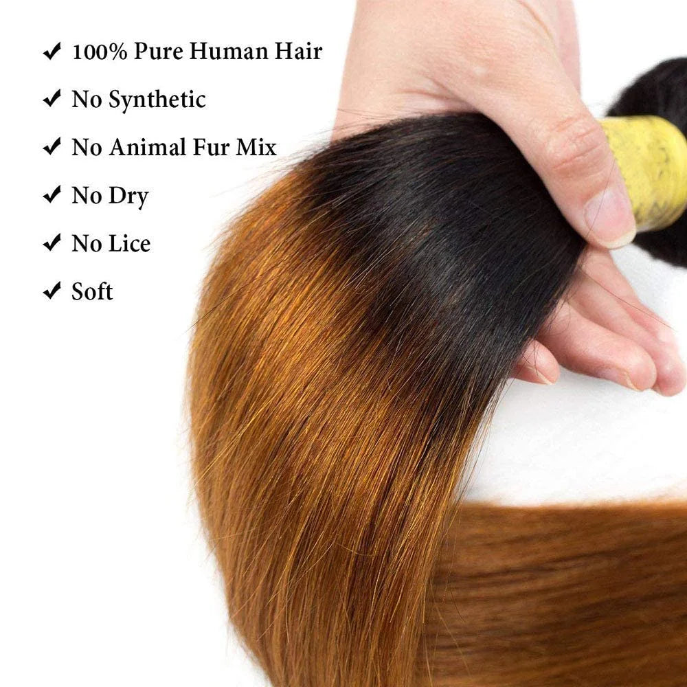 24 24 24 Ombre Brown Wig Human Hair Straight 1B/30 Colored Bundles Virgin Brazilian Wig