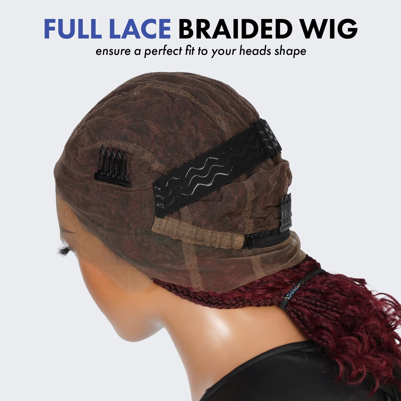 Glueless Full Lace Braided Wig Medium Knotless Boho Box Braid Deep Bulk Bob 12"
