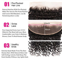 Thumbnail for Deep Wave Bundles with Lace Frontal Closure Brazilian 100% Unprocessed Virgin Human Hair 3 Bundle with 13X4 Lace Frontal Closure