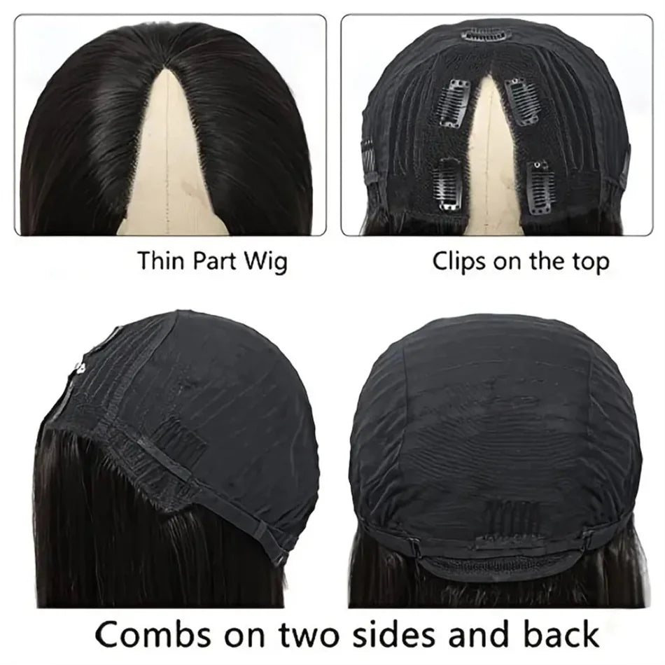 V Part 100% Human Hair Body Wave Machine Made Wig In Clip Wig Body Wave Wigs Peruvian