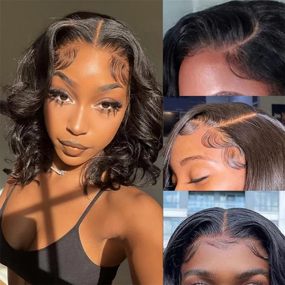 Wear And Go Bob Wig Ocean Body Wave Human Hair Wigs Glueless Preplucked Human Wigs