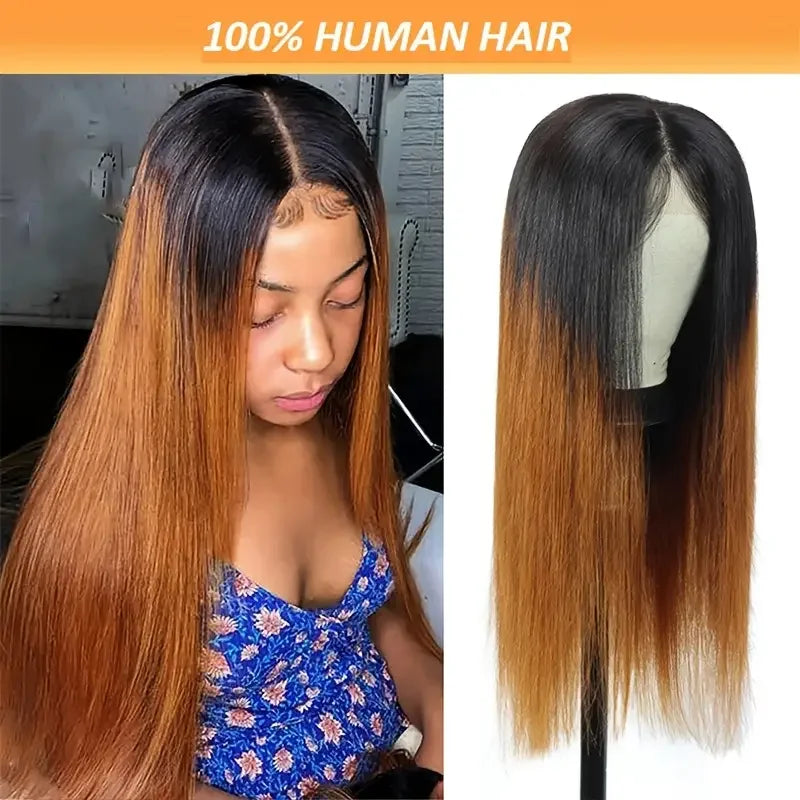 30 Inch 1B/30 Ombre Color Straight Wigs 13x4 HD Lace Frontal Wigs Human Hair Preplucked