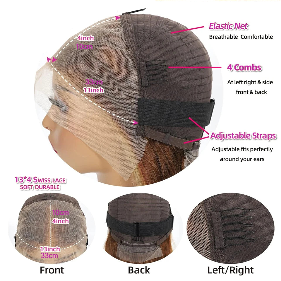 Body Wave 250% Density Chocolate Brown Short Bob Wig 13x4 HD Lace Front Wig 100% Human Hair Loose Wave Bob Wigs