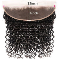 Thumbnail for Deep Wave Bundles with Lace Frontal Closure Brazilian 100% Unprocessed Virgin Human Hair 3 Bundle with 13X4 Lace Frontal Closure