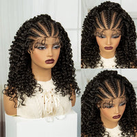 Thumbnail for Fancy Hair Cornrow with Curly Hair Deep Wave Wig HD Lace Front Braided Wig with Baby Hair