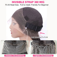 Thumbnail for 250 Density Real HD 360 Full Lace Invisible Strap Snug Fit Wig Glueless Straight Frontal Wig 30 Inch Human Hair