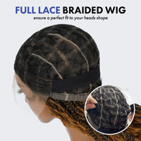 Thumbnail for Glueless Full Lace Braided Wig Medium Knotless Boho Box Braid Deep Bulk 1B/27 36