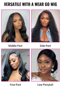 Thumbnail for 13x6 Wear Go Glueless Wig Silky Straight HD Lace Glueless Wig Human Hair Pre-Bleached Knots Wig 7x5 HD Glueless Wigs