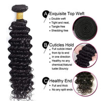 Thumbnail for Deep Wave Bundles with Lace Frontal Closure Brazilian 100% Unprocessed Virgin Human Hair 3 Bundle with 13X4 Lace Frontal Closure