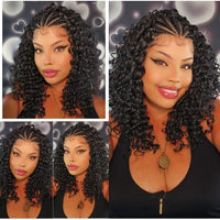 Thumbnail for Fancy Hair Cornrow with Curly Hair Deep Wave Wig HD Lace Front Braided Wig with Baby Hair