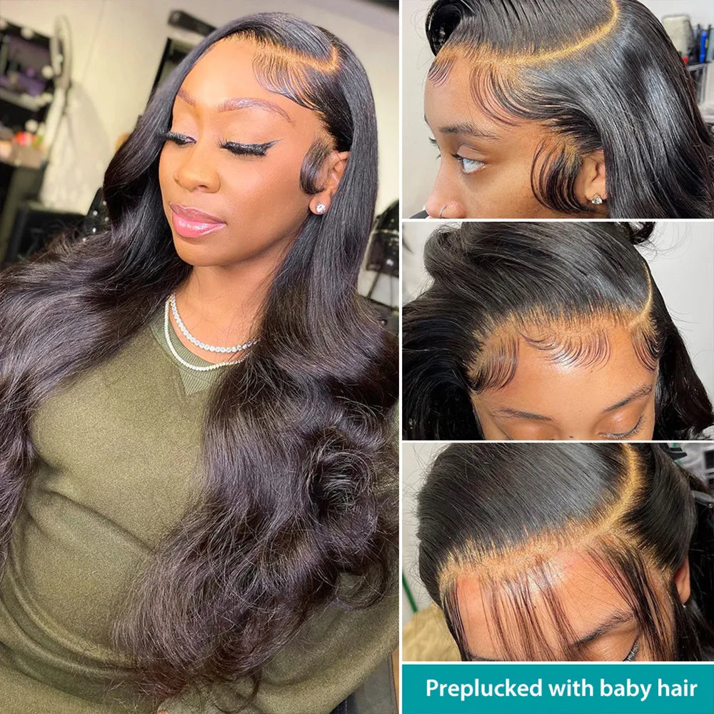 HD Transparent Body wave lace front human hair wig- Pre Preplucked glueless brazilian wigs