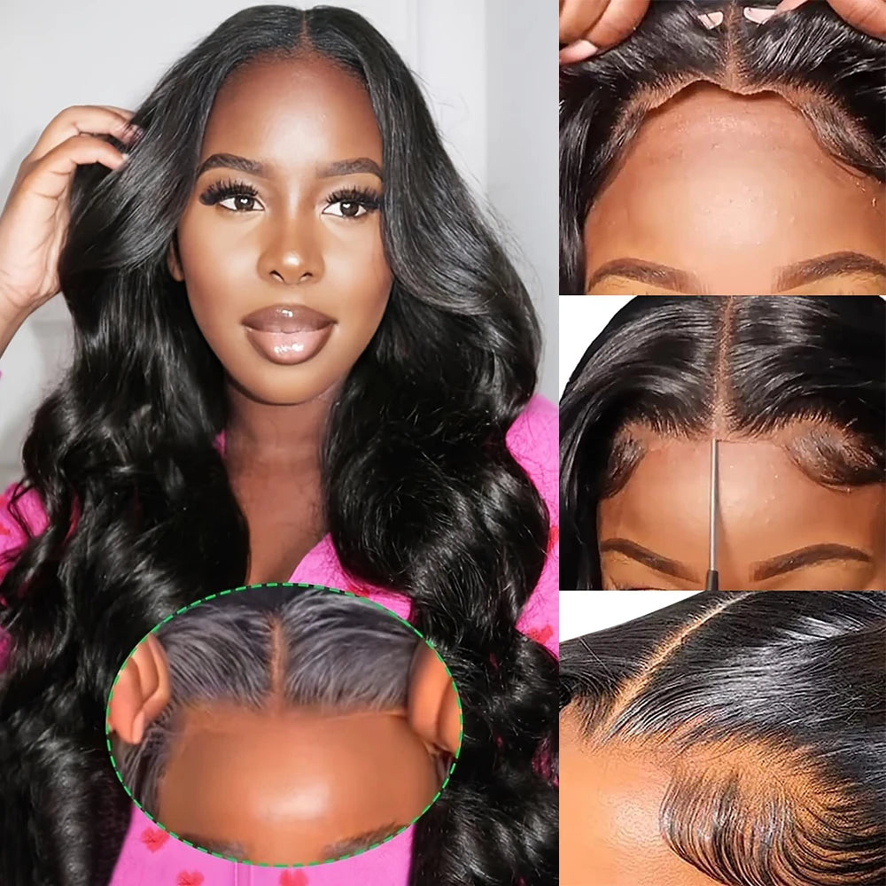HD Transparent Body wave lace front human hair wig- Pre Preplucked glueless brazilian wigs