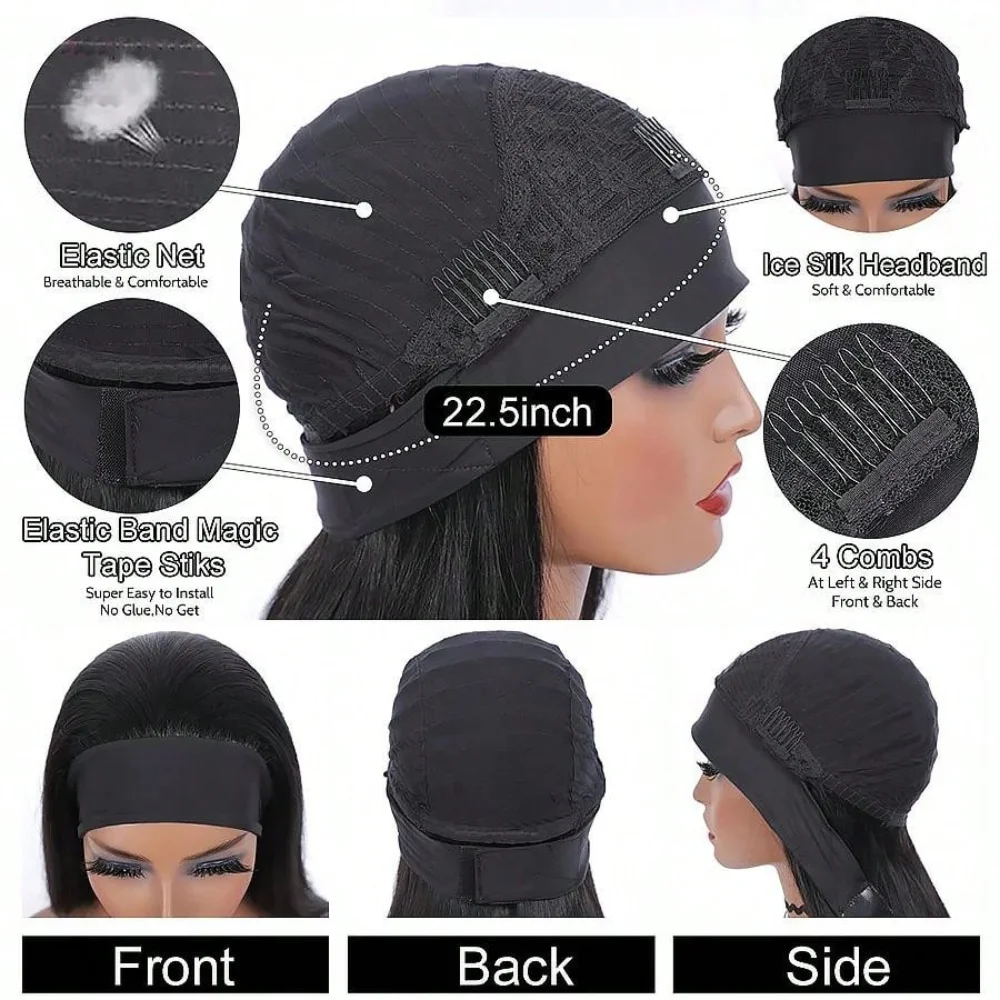 Headband Wig Human Hair Straight Brazilian Human Hair Headband Wigs For Women Glueless