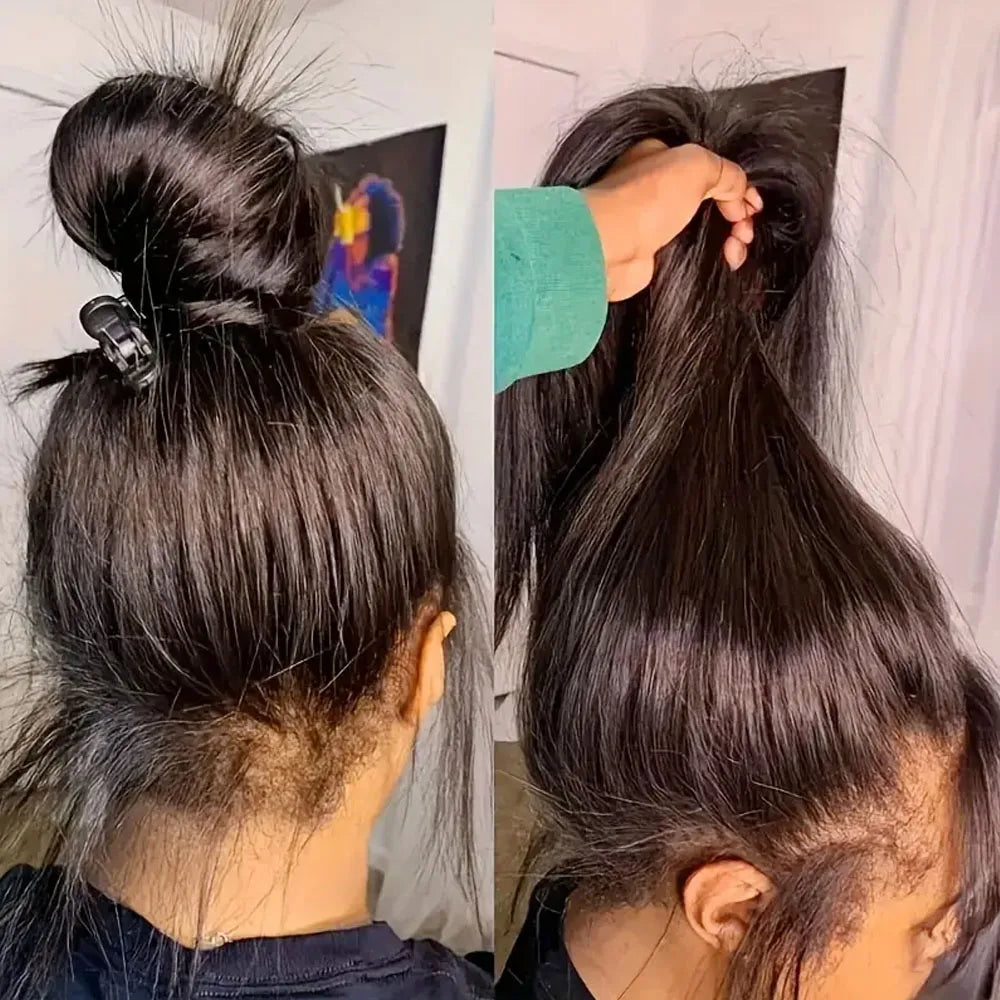 250 Density Real HD 360 Full Lace Invisible Strap Snug Fit Wig Glueless Straight Frontal Wig 30 Inch Human Hair