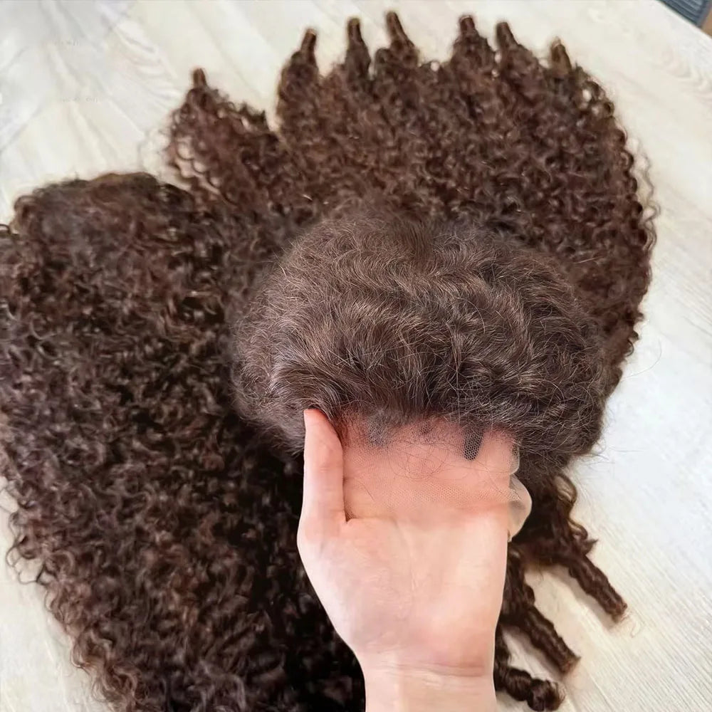 Chocolate Brown Burmese Curly HD Lace Invisible Strap 360 Full Lace Glueless Wig Human Hair Wig – Glueless Human Hair Wig UAE, UK & USA | Michelle's Glam Wigs
