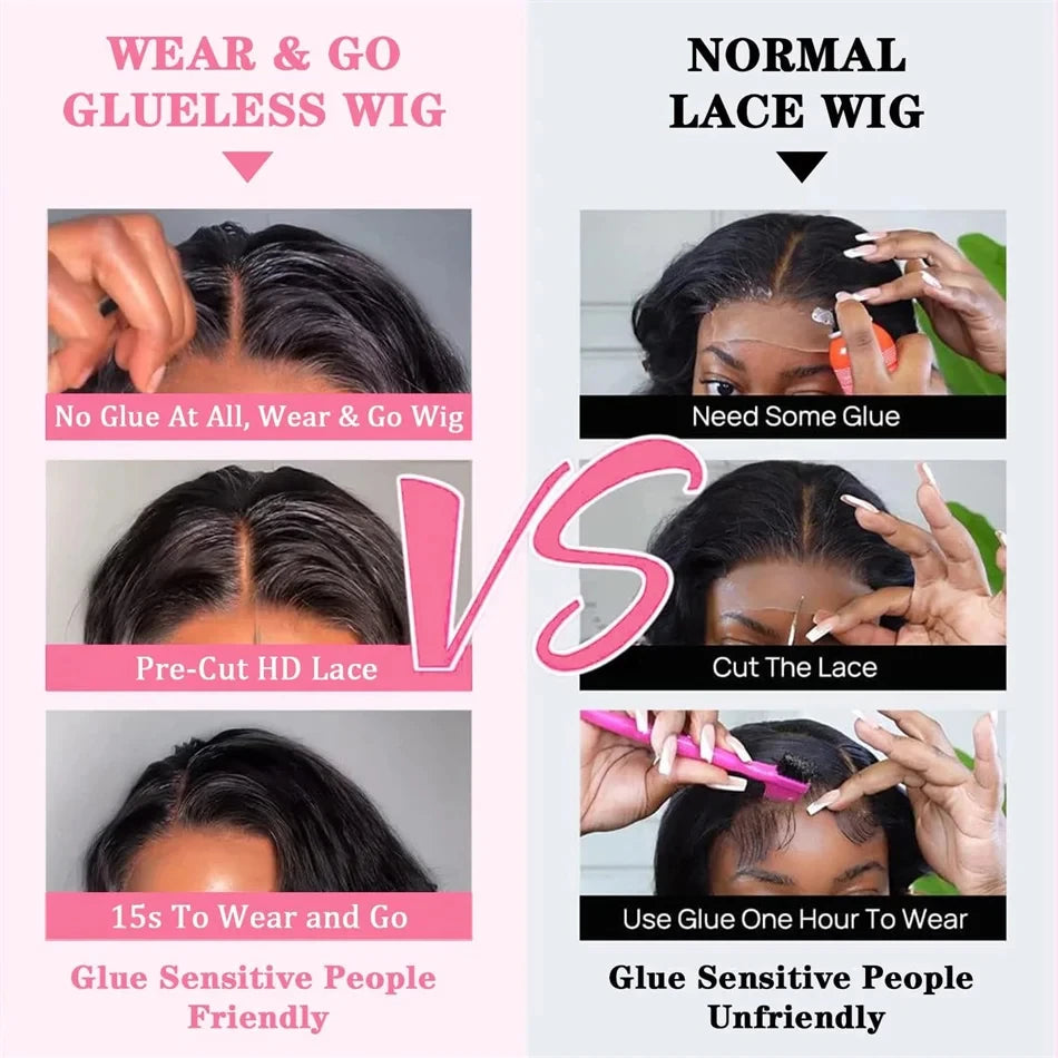 Wear And Go Bob Wig Ocean Body Wave Human Hair Wigs Glueless Preplucked Human Wigs