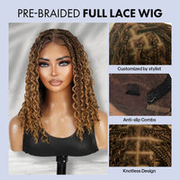Thumbnail for Glueless Full Lace Braided Wig Medium Knotless Boho Box Braid Deep Bulk Bob 12