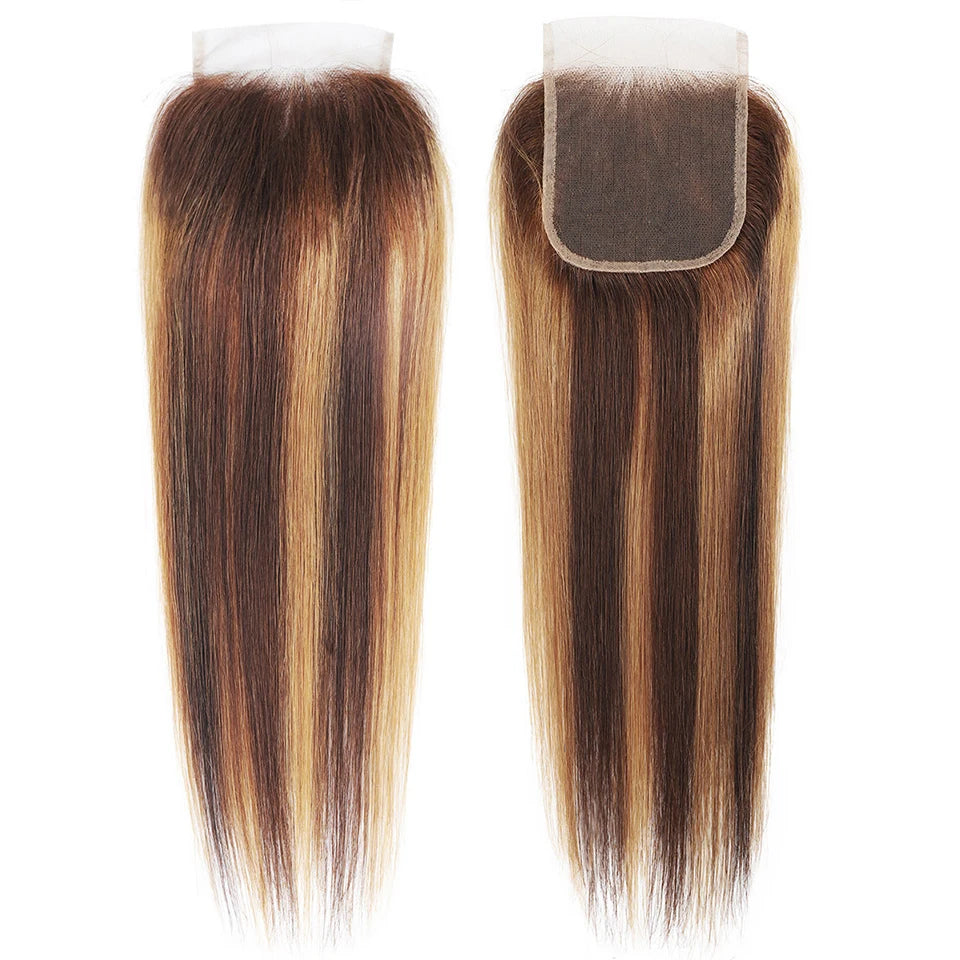 Highlight Lace Frontal Straight Brazilian Human Hair Ombre Brown
