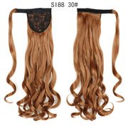 Wrap Around Ponytail Hair Extensions 20Inch Long Curly Wave Synthetic Ponytail Natural H