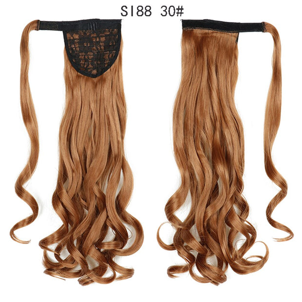 Wrap Around Ponytail Hair Extensions 20Inch Long Curly Wave Synthetic Ponytail Natural H
