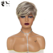 Short Ombre Blonde Synthetic Natural Wave Wigs Heat Resistant