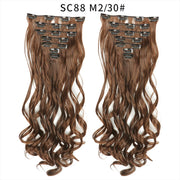 16 Clips In Hair Extensions Natural Wave 7 Pcs/Set 22 Inch Synthetic