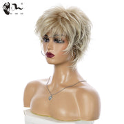 Short Ombre Blonde Synthetic Natural Wave Wigs Heat Resistant