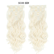16 Clips In Hair Extensions Natural Wave 7 Pcs/Set 22 Inch Synthetic