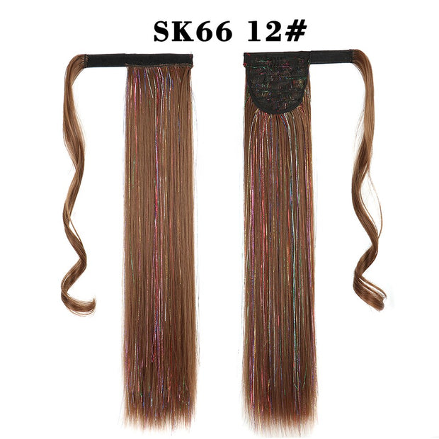 Wrap Around Ponytail Hair Extensions 20Inch Long Curly Wave Synthetic Ponytail Natural H