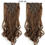 16 Clips In Hair Extensions Natural Wave 7 Pcs/Set 22 Inch Synthetic