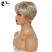 Short Ombre Blonde Synthetic Natural Wave Wigs Heat Resistant