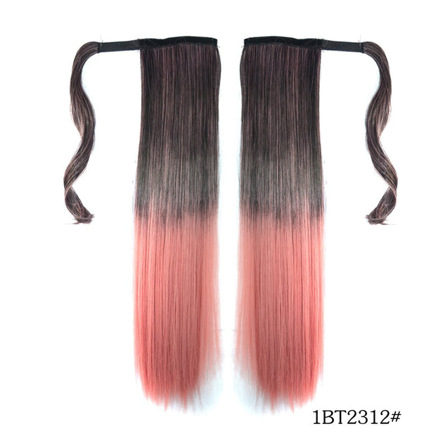 Wrap Around Ponytail Hair Extensions 20Inch Long Curly Wave Synthetic Ponytail Natural H