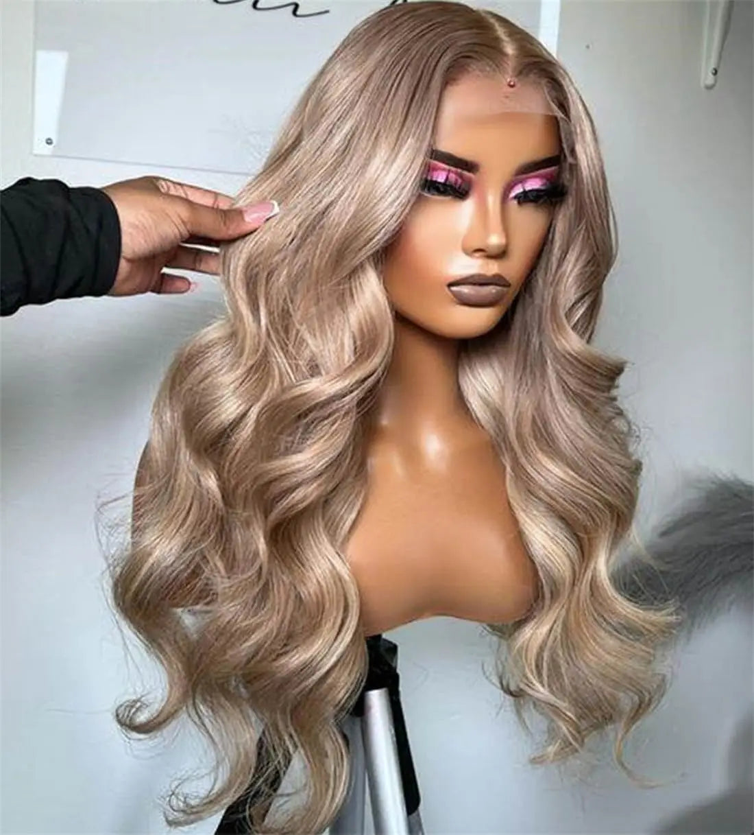 13x6HD Ombre Milk Tea Blonde Wig with Ash Blonde Baby Hair 200%Density Pre-Plucked Body Wave Brown Roots Human Hair Wigs