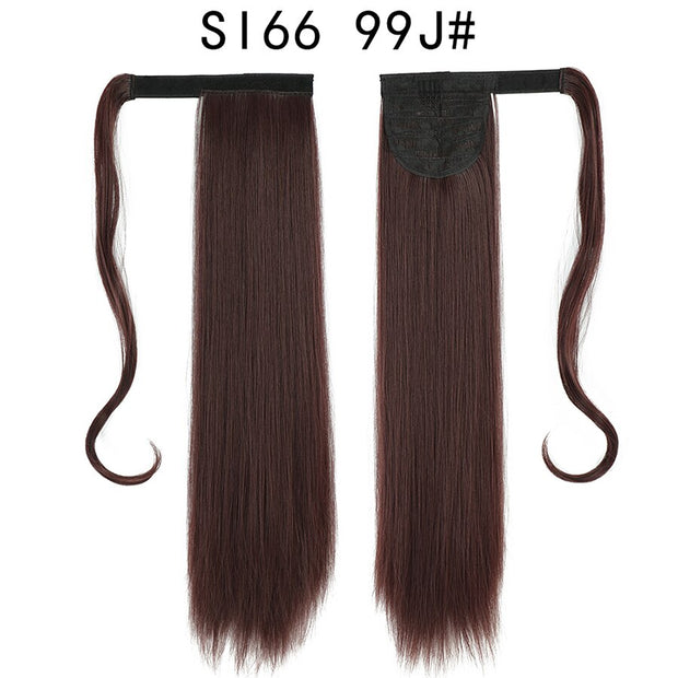 Wrap Around Ponytail Hair Extensions 20Inch Long Curly Wave Synthetic Ponytail Natural H
