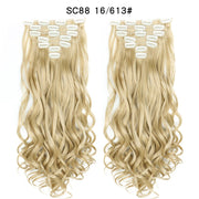 16 Clips In Hair Extensions Natural Wave 7 Pcs/Set 22 Inch Synthetic